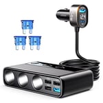 JOYROOM 9-en-1 Adaptateur Allume-Cigare, 154W DC 12V/24V Prise Allume Cigare USB C, QC 3.0 & 5 Ports PD3.0 Chargeur Voiture, Affichage du Tension par LED pour Tablette/Phone/GPS