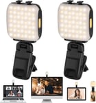 Lampe Vidéo Led Avec 3Modes Dimmable, 2 Pièces 2500K-6000K Lumière Caméra, Lumiere Video Conference, Lumiere Photo Panneau Led Pour Vlog, Youtube, Vidéoconférence (Avec Design À Clip)