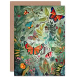 Butterfies in a Spring Field Modern Folk Art Nature Birthday Sealed Greetings Card