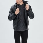 LIBERTO - blouson droit simili cuir à col montant marron foncé homme