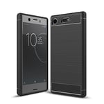 Cruzerlite Coque Sony Xperia XZ1 Compact, Carbon Fiber Shock Absorption Slim TPU Cover for Sony Xperia XZ1 Compact (2017) (Black)