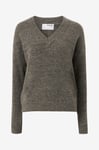 Selected FEMME - Tröja slfMaline lS Knit V-neck - Grå