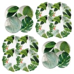 Epicurean Amazon Leaf, Floral Melamine Dinner & Side Plates, Set of 8