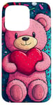 Coque pour iPhone 15 Pro Max Ours en peluche coeur Saint-Valentin