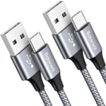 Baiwwa Câble USB C [1.5m, Lot de 2], Cable USB A vers USB C Charge Rapide 3A pour Samsung Galaxy S24 S23 S22 S21 Ultra S10 S9 S8 Plus, A13 A14 A33 A34 A54 A53 -Gris