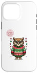 Coque pour iPhone 16 Pro Max Pull Moche de Noël Hibou Festif avec guirlandes de Noël