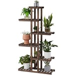 Yaheetech Support de fleurs à 6 niveaux, étagère à fleurs en bois massif, étagère à plantes, banc à fleurs pour balcon / terrasse / jardin 75 x 26 x 140 cm