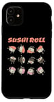 Coque pour iPhone 11 Rouleau de sushi amusant dessin animé Kawaii Anime japonais Art Design