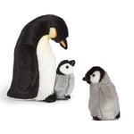 Living Nature Paquet Cadeau Peluche - Pingouin Empereur en Peluche (27cm) & Poussin (17cm)