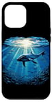 Coque pour iPhone 12 Pro Max Bleu océan Baleine Lumière du soleil Vie marine Amoureux de la nature