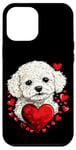 Coque pour iPhone 12 Pro Max Coeurs de Bichon Frisé pour la Saint-Valentin