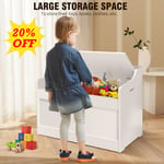 Large Toy Box Kid's Room Storage White Wooden Bedroom Chest Lid Baby Clothes Box