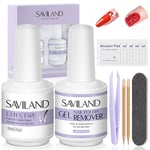 Saviland Liquid Latex & Gel Nail Polish Remover Kit - 15ml Gel Nail Polish Remover with Liquid Latex Nails Peel Quick Drying & Easy Remove Nail Polish, Not Harmful To Skin and Nails