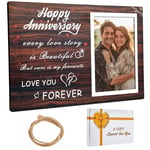 Happy Anniversary Photo Frame Gifts for Her Him Couple Parents, Premium Anniversary Picture Frame Gift Ideal for 1st, 1 Year, First, 5th, Paper, Ruby, Diamond, Wedding Present (4x6 Inch)