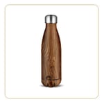 LITTLE BALANCE 8435, Gourde Inox 500 ml, Thermos réutilisable, garde au chaud 12h et au froid 24h, bouteille isotherme sans BPA, Facile à nettoyer, Bois