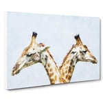 Giraffes Looking Both Ways Canvas Print for Living Room Bedroom Home Office Décor, Wall Art Picture Ready to Hang, 30 x 20 Inch (76 x 50 cm)