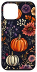 Coque pour iPhone 12 mini Violet Bohème Floral Citrouille Motif Vintage Décor Automne