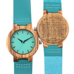 MKDLB Wooden watch Wooden Women Watches Carving Word 'To My Mom/Wife' Elegant Unique Blue Leather Band Ladies Wrist Watch Timepieces Boyfriend Gift,to my Wife