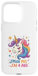 Coque pour iPhone 15 Pro Max Licorne Cadeau Fille 4 ans Enfant 4ème Anniversaire