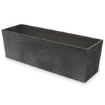 Boîte A Fleurs 77 Cm Bac De Balcon Pot De Fleur Plastique Beton Structure Anthracite Couleur Intérieur - Extérieur