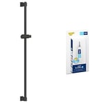 GROHE Vitalio Universal QuickFix Shower Rail 90 cm with Adjustable Wall Holders & QuickGlue S, Glide Element and Swivel Holder (with Screws and Dowels, Extra Easy to Fit), Matt Black, 269612431