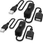 Câble USB avec interrupteur marche/arrêt, câble USB amélioré avec interrupteur marche/arrêt pour enregistreur de conduite, bande LED, système iOS, etc. -2 pièces