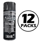 12X Black Metallic Spray Paint Aerosol Auto Gloss Lacquer Wood Metal 200ml