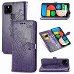 Purppura Yhteensopiva Google Pixel 4A 5G Mandala Embossed Case -Kotelon Kanssa