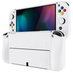 playvital ZealProtect Soft Protective Case for Nintendo Switch OLED, Flexible Protector Joycon Grip Cover for Switch OLED with Thumb Grip Caps & ABXY Direction Button Caps - White