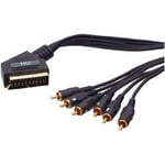 1.5m Scart to RCA Triple 3 x Phono Cable Composite Audio Video Lead GOLD