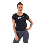 Nike W NK Swoosh Run Top SS T-Shirt Femme Black/White FR: M (Taille Fabricant: M)