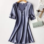 CIDCIJN Chemise De Nuit Pyjama Femme,Mode Silky Satin Women Nightgown Sleepwear Casual Night Dress Oversized Sleep Shirt Sexy Nightshirt Female Sexy Home Dress,Purple,XL