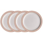 Denby - Elements Medium Sorbet Pink Plates Set of 4 - Dishwasher Microwave Safe Crockery 22cm - Pale Pink, White Ceramic Stoneware Tableware - Chip & Crack Resistant Lunch Plates