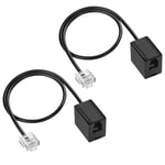 Lot de 2 câbles convertisseur téléphonique RJ11 vers RJ45 Ethernet RJ45 8P8C mâle vers RJ11 6P4C femelle téléphone adaptateur câble pour téléphone fixe