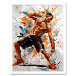 Martial Arts Kickboxer Athlete Splat Paint Art Art Print Framed Poster Wall Decor 12x16 inch