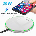 20W Fast Wireless Charger Pad Mat For Apple iPhone 13 Pro 12 11 Samsung S21+