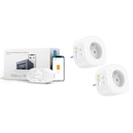 Meross Ouvre-Porte de Garage Connecté, Télécommande de Porte Intelligent & Prise Connectée (Type E), Lot de 2 Prises WiFi Compatibles avec Apple HomeKit, Siri, Alexa