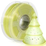 iSANMATE Transparent Glitter PLA Filament 1.75 mm, Filament PLA Transparent Glitter pour Imprimante 3D, Bobine de 1 kg de PLA Clair, Précision +/- 0.03 mm (PLA-Glitter-Yellow Green)