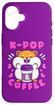 Coque pour iPhone 16 Hamster, K-Pop et café, musique coréenne, mignon et enjoué