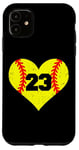 iPhone 11 Softball Number 23 Jersey Funny Softball Heart Game Day Case