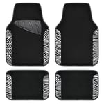 CAR PASS Zebra Waterproof Universal Fit Car Floor Mats, Zebra Print Car Mats Fit for SUV,Vans,sedans, Trucks,Set of 4pcs Car Carpet with Driver Heel Pad and Nibs Backing, Zebra Print