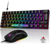 Clavier de Jeu Compact avec interrupteurs mécaniques (Touches en ABS,éclairage RGB Chroma) Clavier & Souris Set,pour PS4,PS5,Xbox,PC,Ordinateur Portable,Mac-Noir