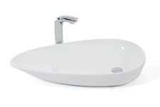 Rea Vasque à poser Greta 75 Lavabo Salle de Bain 770 x 425 x 125 mm en Céramique (Blanc)