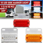 GZA 1/2pcs 24V 15 LED Rear Side Marker Lights Car External Lights Warning Lamp Tail Light Signal for Truck Lorry Trailer Caravan Van (Color Temperature : 2pcs, Emitting Color : Red)