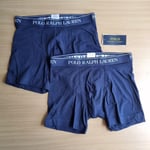 2x POLO RALPH LAUREN Navy Blue Boxer Briefs Trunks Underwear Size S