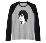 Bruce Lee The Dragon Big Face Black & White Sketch Raglan Baseball Tee