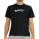 Nike DF Miler Shortsleeve Flash NV T-Shirt Homme Black/Reflective Silv FR : L (Taille Fabricant : L)