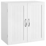 Yaheetech Placard Toilette Suspendu Armoire Murale Salle de Bain Blanc avec 2 Portes et Tablettes Réglables pour Cuisine Salon 60 x 30 x 60 cm