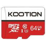 KOOTION Carte SD 64 Go Micro SD Carte Mémoire UHS-I Vitesse jusqu'à 80 m/s,TF Micro SDXC, T-Flash Classe 10, U1 pour Drone/Dash Cam/Camera/Phone/Nintendo-Switch/PC/Tablet(64 Go, U1)