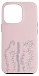 Coque pour iPhone 13 Pro Plantes botaniques minimalistes sur fond rose pâle